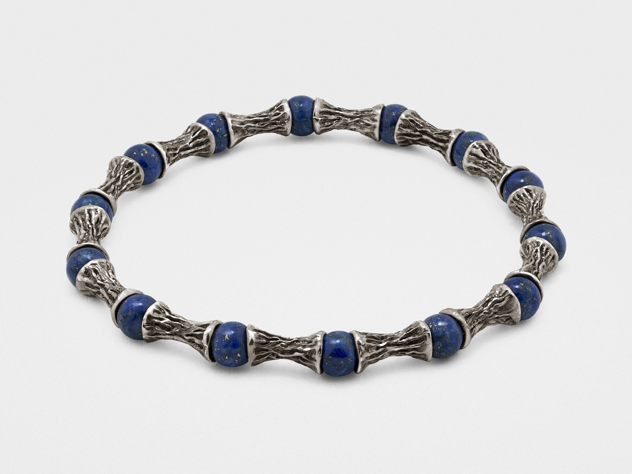 Bracelet en perles bleu foncé et argent foncé