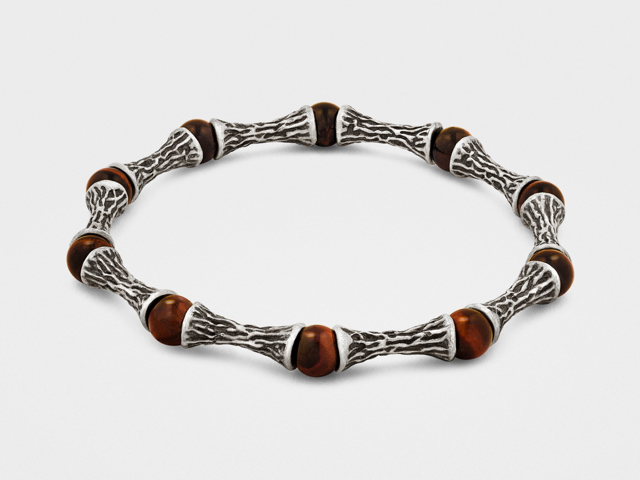 Bracelet en perles rouges et argent foncé