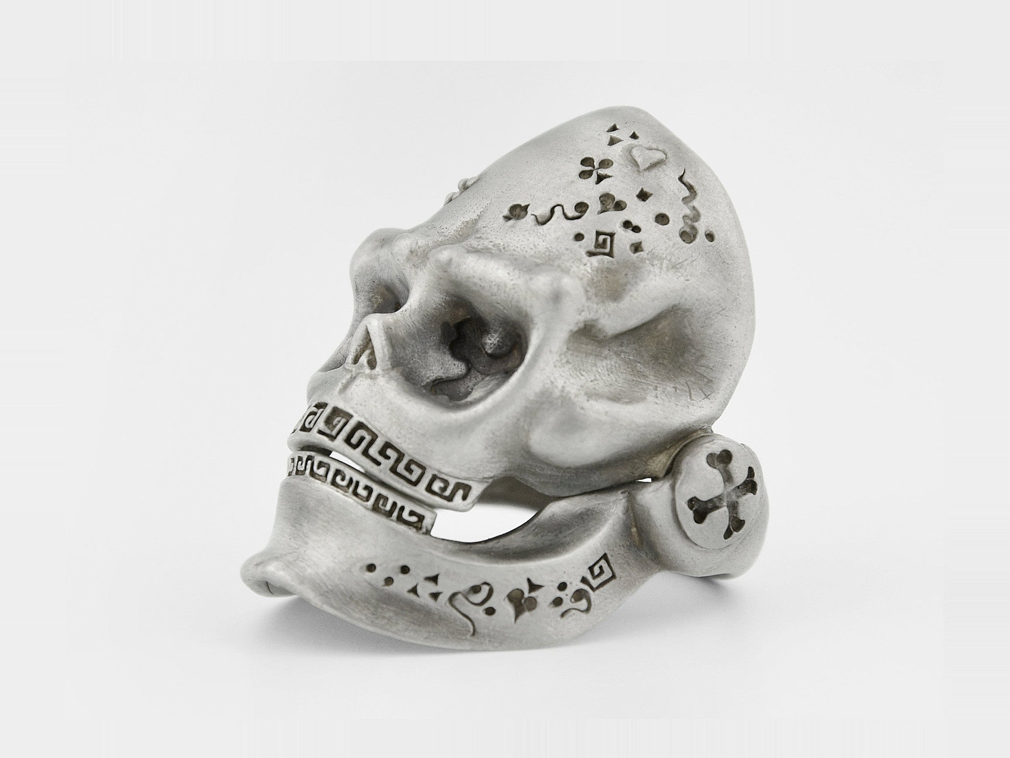 Bague tête de mort avec mâchoire articulée en argent